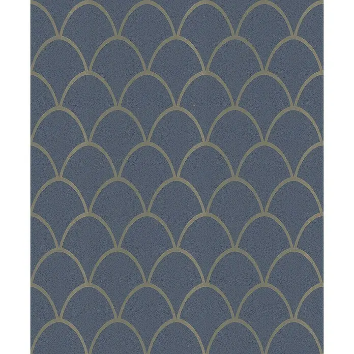 SCHÖNER WOHNEN-Kollektion New Spirit Vliestapete - Blau/Gold, Grafisch, 10,05 x 0,53 m - Detailaufnahme