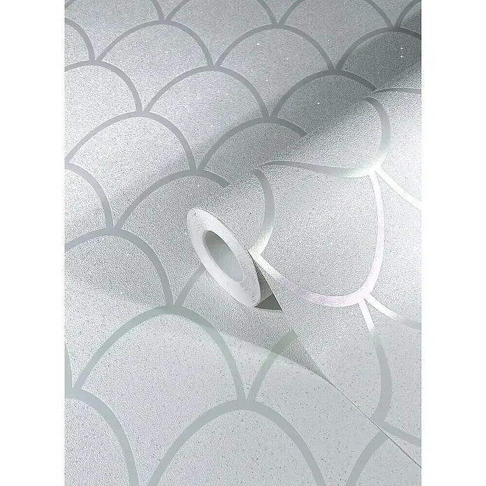 SCHÖNER WOHNEN-Kollektion New Spirit Vliestapete - Weiß/Silber, Grafisch, 10,05 x 0,53 m - Detailaufnahme