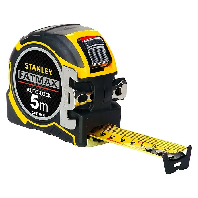 Stanley FatMax Kapselmaßband Autolock - Länge Maßband: 5 m, Bandbreite: 32 mm - Diagonale Ansicht
