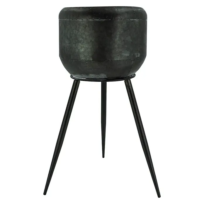 Pflanztopf - Metall, Schwarz, Ø x H: 26 x 55 cm - Vorderansicht