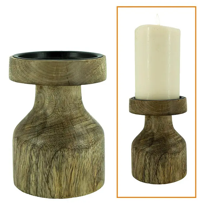 Kerzenhalter Mangoholz - Ø x H: 9,5 x 13 cm - Vorderansicht