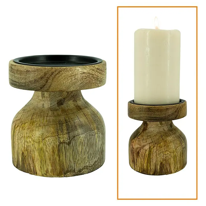 Kerzenhalter Mangoholz - Ø x H: 9,5 x 11 cm - Vorderansicht