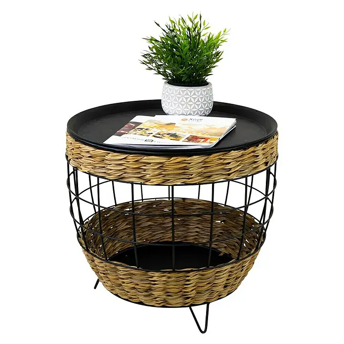 Beistelltisch Polyrattan - Ø x H: 50 x 45 cm, Natur/Schwarz - Anwendungsbeispiel