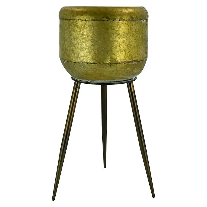 Pflanztopf - Metall, Gold, Schwarz, Ø x H: 21 x 40 cm - Vorderansicht