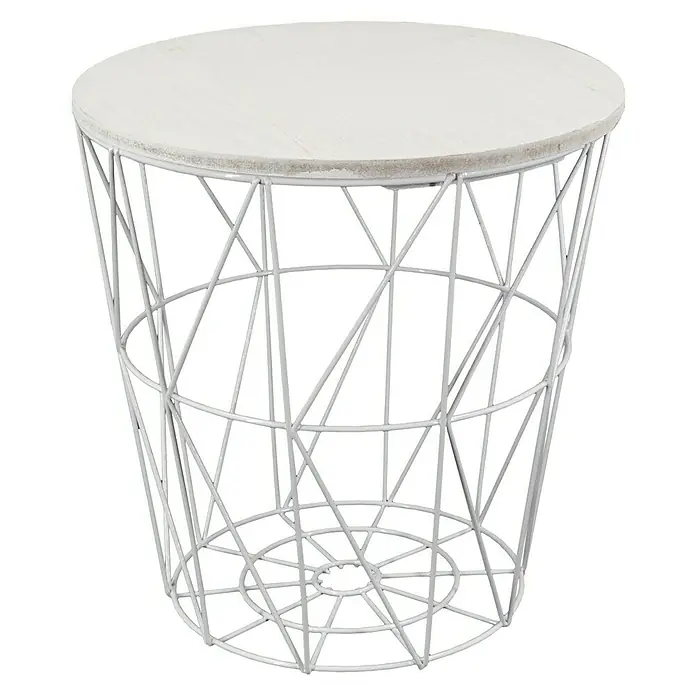 Mesa auxiliar Luke - Ø x Al: 29 x 31 cm, Tablero de fibra de madera de densidad media (MDF), Blanco - Vista frontal