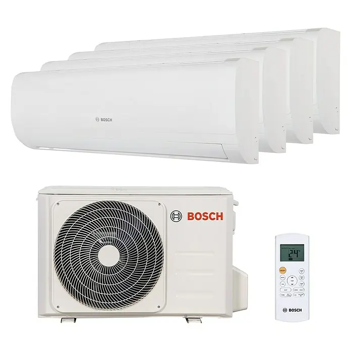 Bosch Aire acondicionado Inverter Climate 5000 4x1 - Potencia frigorífica máx. por unidad en BTU/h: 35.925 BTU/h, Potencia calorífica máx. por equipo en BTU/h: 35.925 BTU/h, Específico para: Espacios hasta 20 m² y 30 m² - Vista frontal
