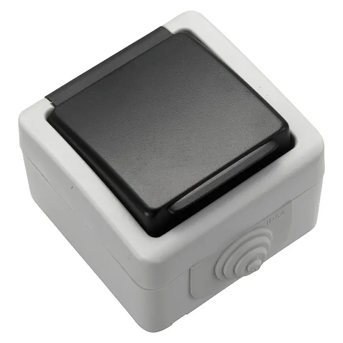 Fontini Base de enchufe para estancias con humedad - Negro, 16 A - Vista angular