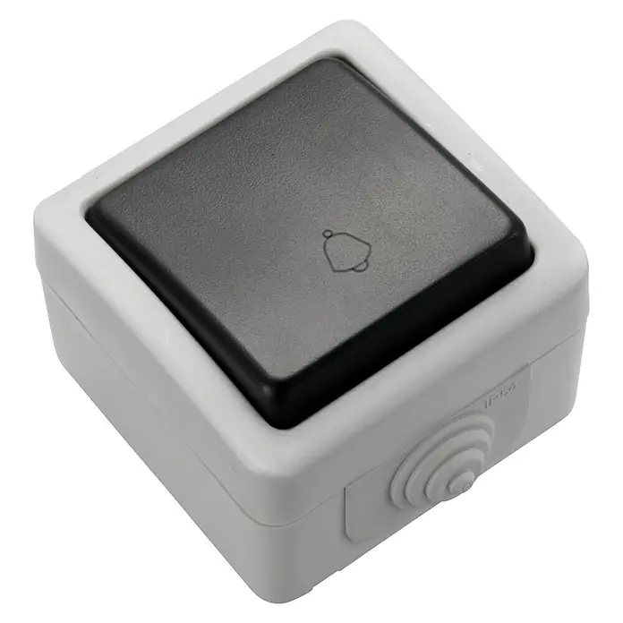Fontini Pulsador para estancias con humedad - Negro, 10 A - Vista angular