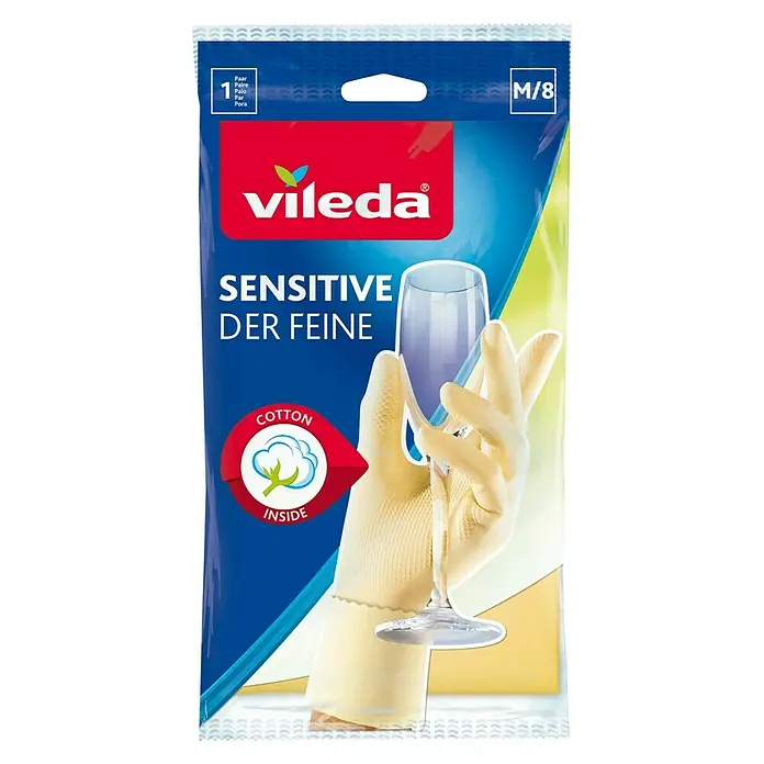 Vileda Haushaltshandschuh Der Feine - Beige, Latex, Größe: M - Vorderansicht