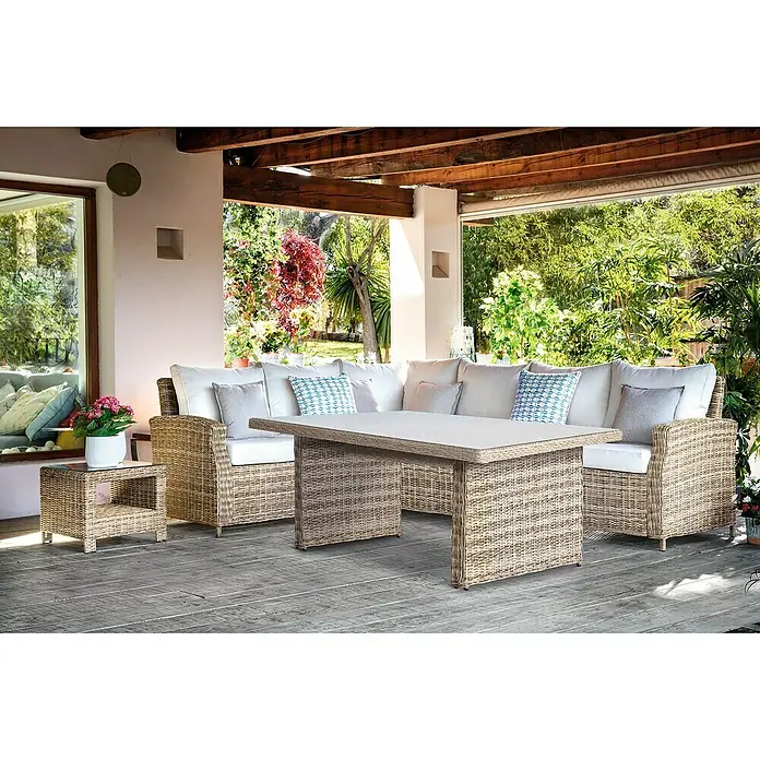 Conjunto de muebles Gotland - 2 piezas, Ratán sintético, Arena - Foto ambiente