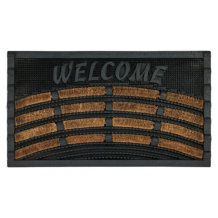 Astra Fußmatte Rimini - Schwarz/Braun, 40 x 70 cm, 75% Gummi, 25% Kokos - Draufsicht