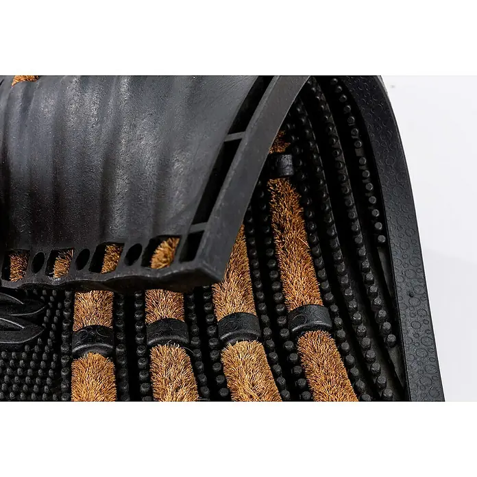 Astra Fußmatte Rimini - Schwarz/Braun, 40 x 70 cm, 75% Gummi, 25% Kokos - Detailaufnahme