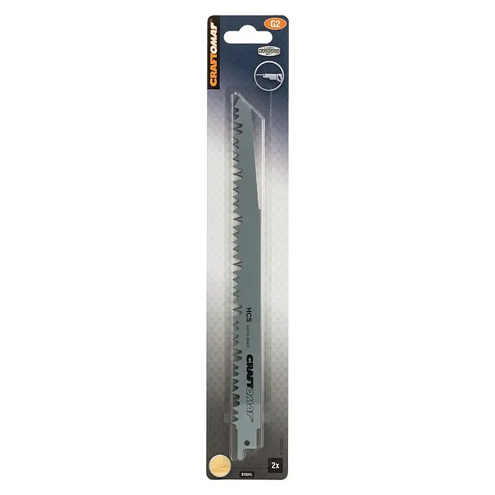 Craftomat Hoja de sierra de sable S 1531 L - Poda, 2 pzs., Distancia entre dientes: 5 mm - Vista frontal
