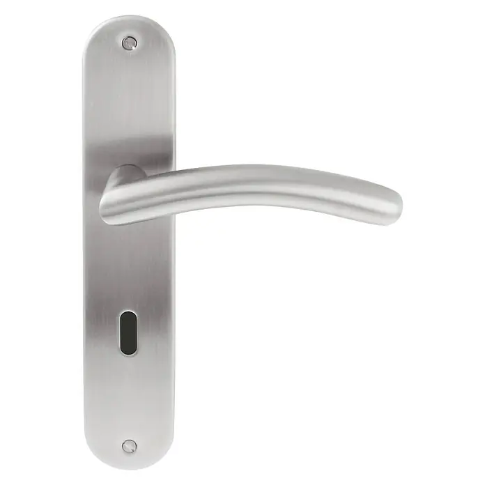 Diamond Doors Modern Zimmertürgarnitur Virginia - Edelstahl, Matt, Türstärke: 40 mm - 45 mm, Langschild, Buntbart BB - Vorderansicht