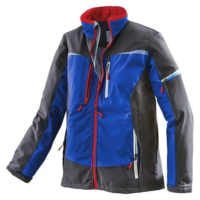 Terrax Workwear Softshell-Jacke - XL, Royal, Rot - Vorderansicht