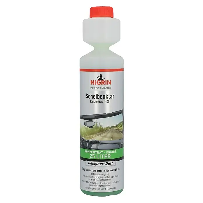 Nigrin Performance Scheibenklar Konzentrat - Mischungsverhältnis: 1:100, 250 ml, Geruchseigenschaft: Designer-Duft - Vorderansicht