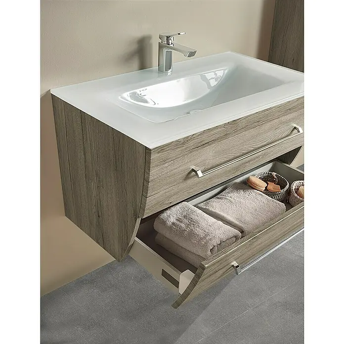 Camargue Orion Waschtischunterschrank - 90,5 x 51 x 52,5 cm, Sanremo Rustico, Matt - Stimmungsaufnahme