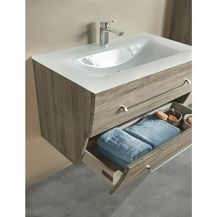 Camargue Orion Waschtischunterschrank - 90,5 x 51 x 52,5 cm, Sanremo Rustico, Matt - Stimmungsaufnahme