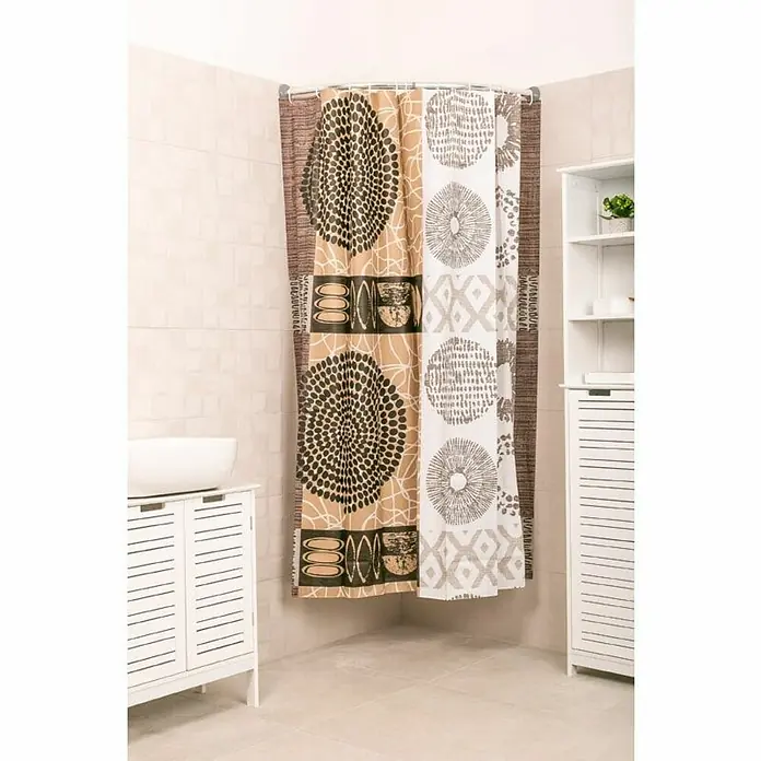Peva zavjesa za tuširanje Masai - Š x V: 180 x 180 cm, Smeđe boje - Živopisni prikaz