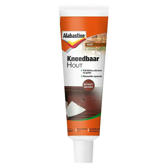 Alabastine Houtplamuur Kneedbaar - 75 g, Tube, Meranti/mahonie - Vooraanzicht