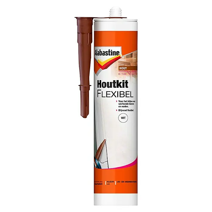 Alabastine Houtvulpasta Houtkit Flexibel Wit - 300 ml, Kunststof patroon - Vooraanzicht