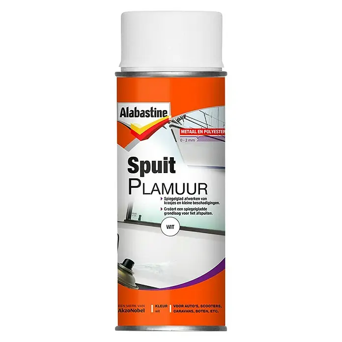 Alabastine Spuitplamuur - 400 ml, Spuitbus, Wit - Vooraanzicht
