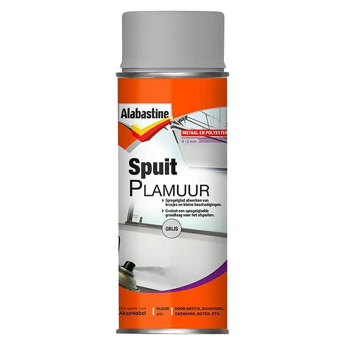Alabastine Spuitplamuur - 400 ml, Spuitbus, Grijs - Vooraanzicht