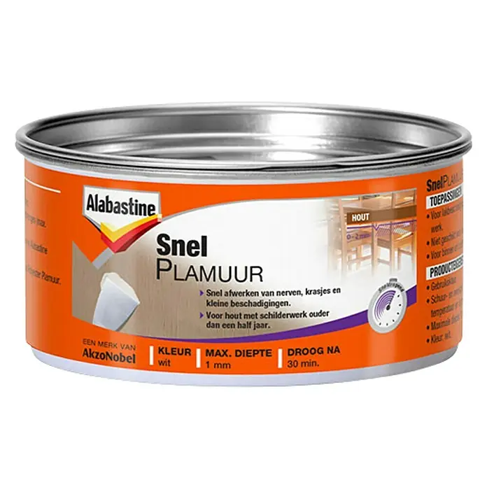 Alabastine Vulplamuur Snel - 400 g, Blik - Vooraanzicht