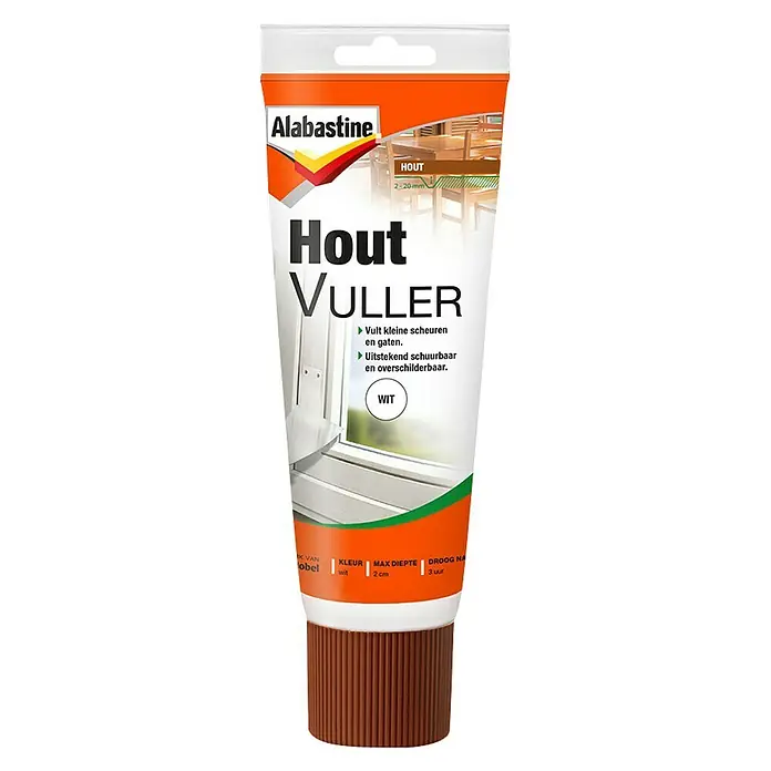 Alabastine Vulmiddel Hout - 330 g, Tube, Wit - Vooraanzicht