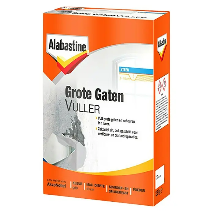 Alabastine Vulmiddel Grote Gaten poeder - 2,5 kg, Grijs - Vooraanzicht