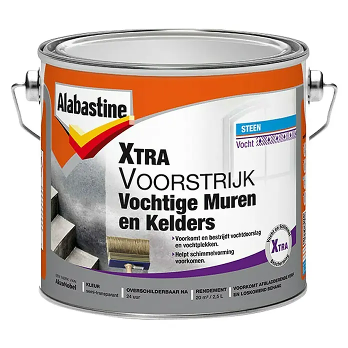 Alabastine Voorstrijk Xtra Vochtige muren en kelders - 2,5 l, Blik, Beige - Vooraanzicht