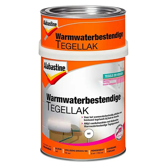 Alabastine Tegellak Warmwaterbestendig - Wit, 750 ml, Blik - Vooraanzicht