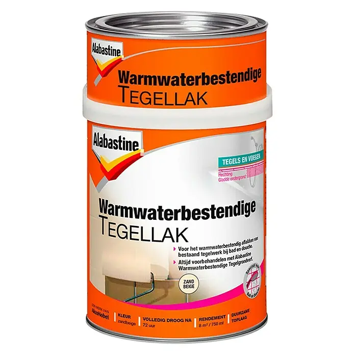 Alabastine Tegellak Warmwaterbestendig - Beige, 750 ml, Blik - Vooraanzicht