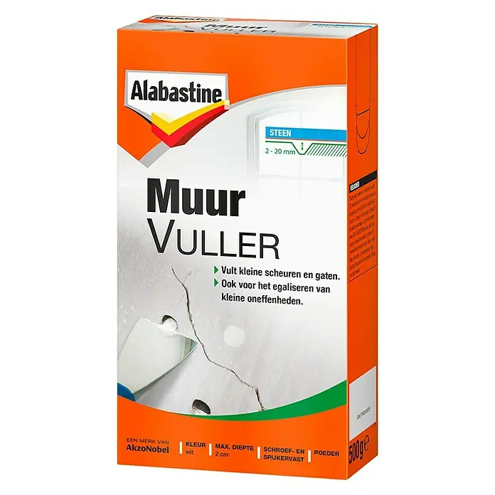 Alabastine Vulmiddel Muurvuller - 500 g, Wit - Vooraanzicht