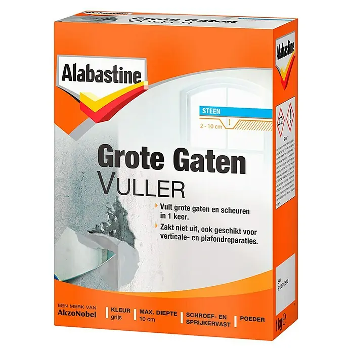 Alabastine Vulmiddel Grote Gaten poeder - 1 kg, Grijs - Vooraanzicht