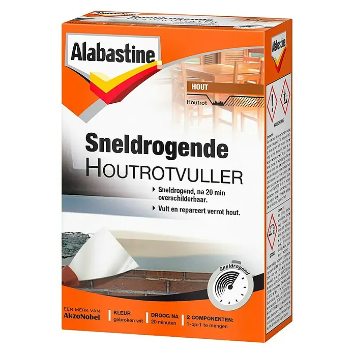 Alabastine Vulmiddel Houtrot Sneldrogend - 465 g, Wit - Vooraanzicht