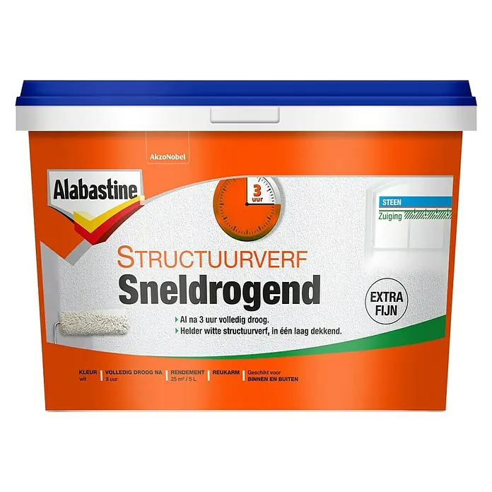 Alabastine Structuurverf Sneldrogend - Wit, 5 l - Vooraanzicht