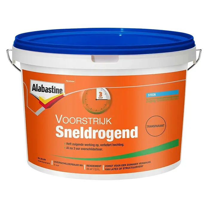 Alabastine Voorstrijk Sneldrogend Transparant - 2,5 l, Emmer - Vooraanzicht