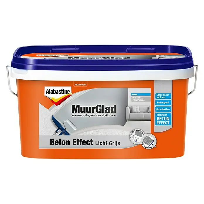 Alabastine Egalisatiemiddel MuurGlad Beton - 5 l, Lichtgrijs - Vooraanzicht