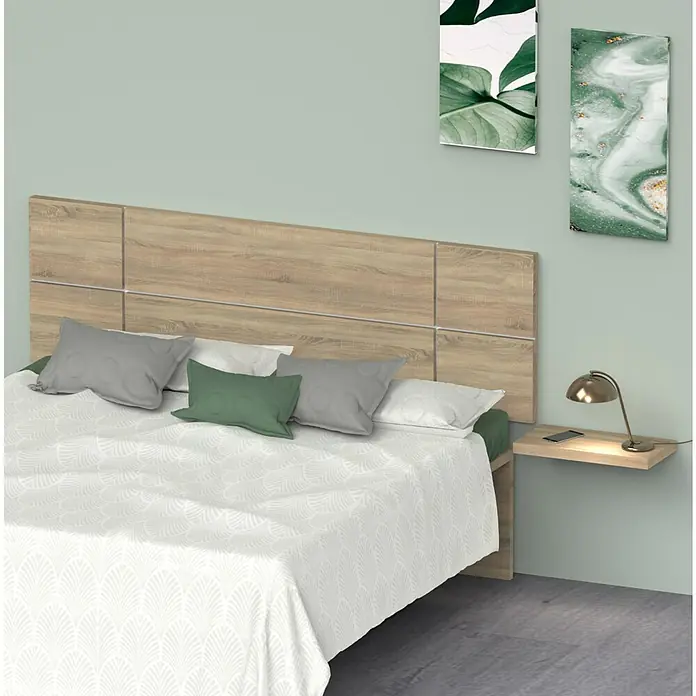 Muebles Pitarch Cabecero de cama Elsa - L x An x Al: 3,2 x 160 x 50 cm, Roble cambrian/Blanco - Foto ambiente