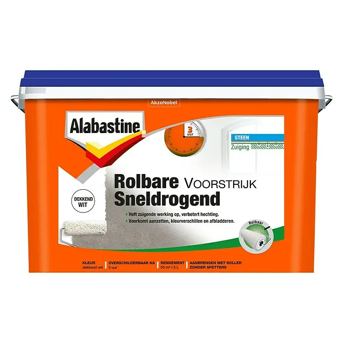 Alabastine Voorstrijk Rolbaar Sneldrogend - 5 l, Emmer - Vooraanzicht