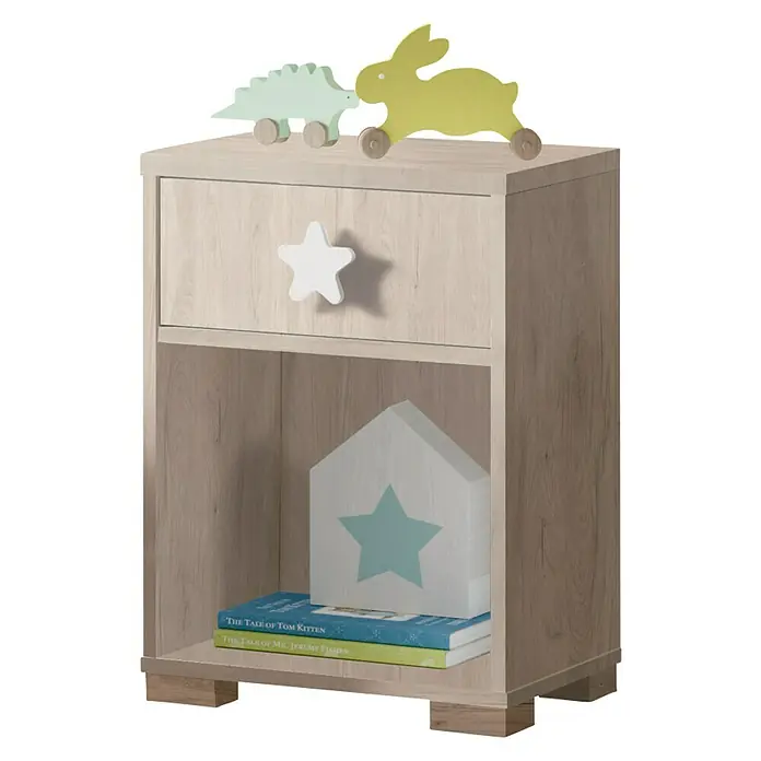 Muebles Pitarch Mesita de noche Sweet - L x An x Al: 33 x 40 x 56 cm, Roble aurora/Blanco - Vista angular