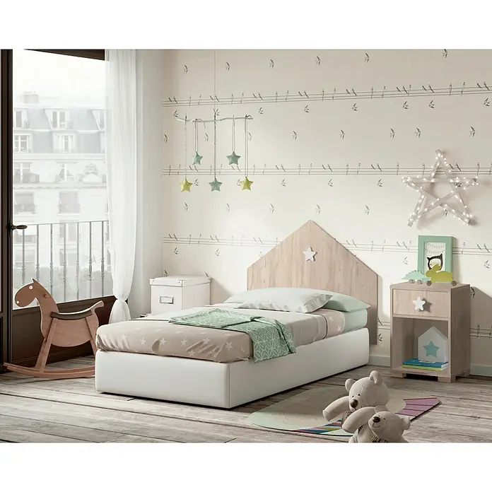 Muebles Pitarch Mesita de noche Sweet - L x An x Al: 33 x 40 x 56 cm, Roble aurora/Blanco - Foto ambiente