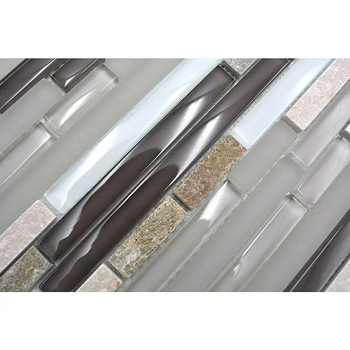 Mozaïektegel Verband Crystal Mix XCM MV808 - 30 x 30 cm, Grijs, Mat - Close-up