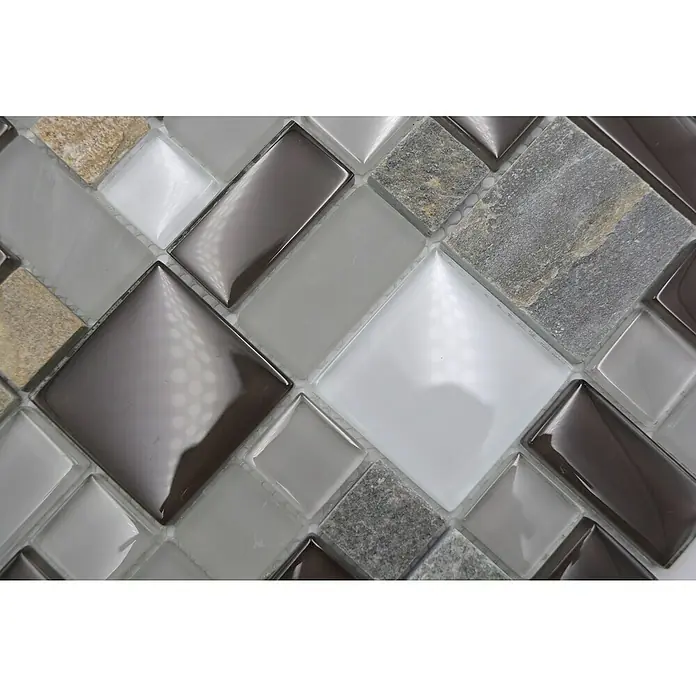 Mozaïektegel Crystal Mix XCM MC619 - 30 x 30 cm, Grijs, Mat - Close-up