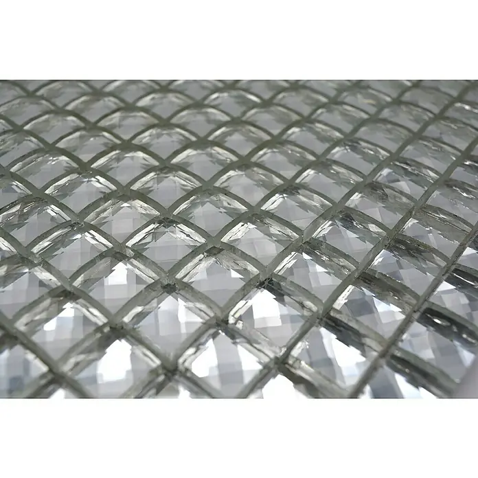 Mozaïektegel vierkant glas hologram XCM SV827 - 30 x 30 cm, Wit, Glanzend - Close-up