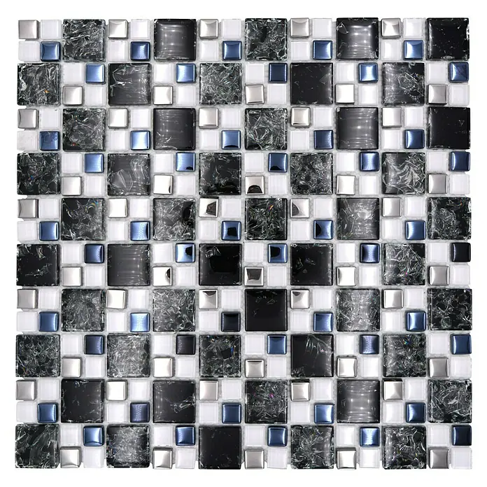 Mozaïektegel glas Mix XIC K1499 - 33,8 x 33,8 cm, Zwart, Glanzend - Bovenaanzicht