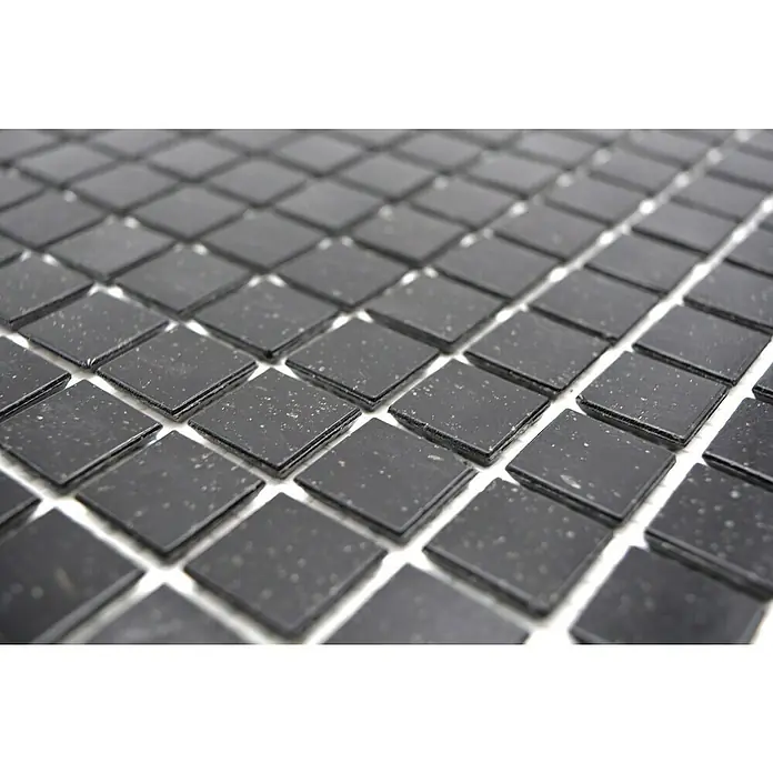 Mozaïektegel Vierkant Crystal Uni GM A 50 - 32,7 x 30,5 cm, Zwart, Mat - Close-up