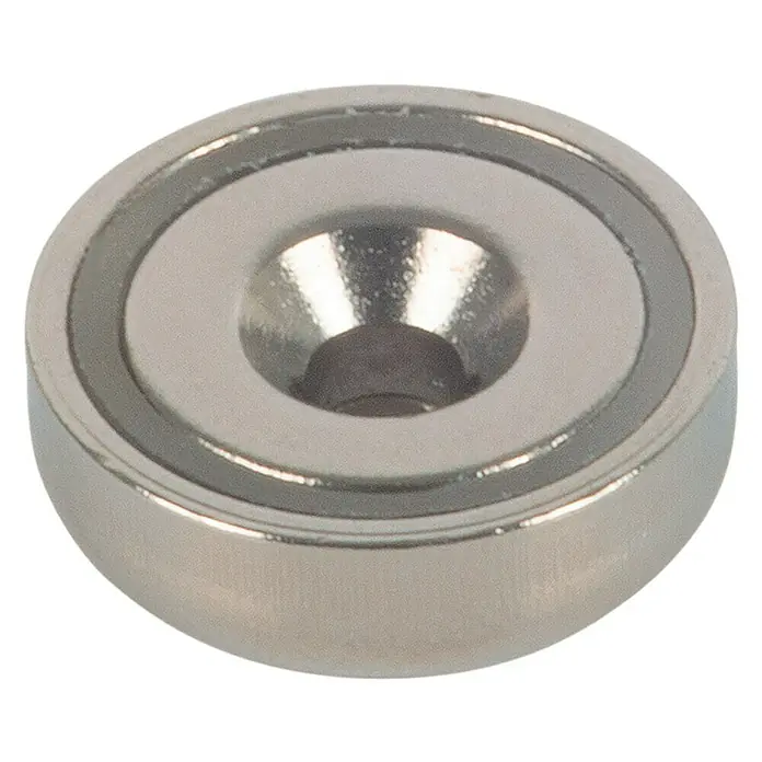 Fix-o-moll Topfmagnet Neodym mit Bohrung - Durchmesser: 16 mm, Höhe: 5 mm, Traglast: 10 kg - Vorderansicht