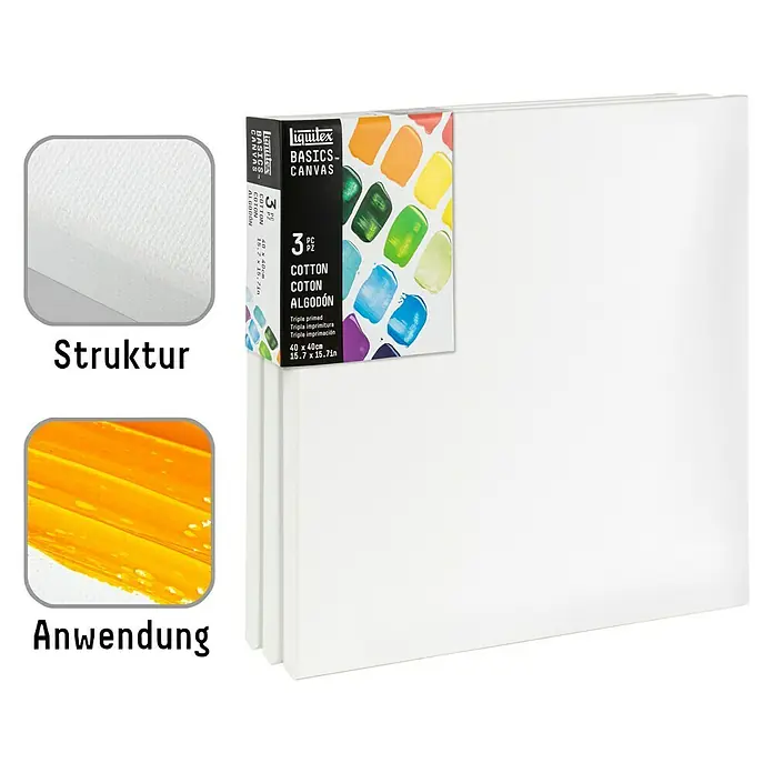 Liquitex Basics Slikarsko platno sa drvenim okvirom - 40 x 40 x 1,8 cm, Pamuk, Trostruko grundirano - Pogled sprijeda
